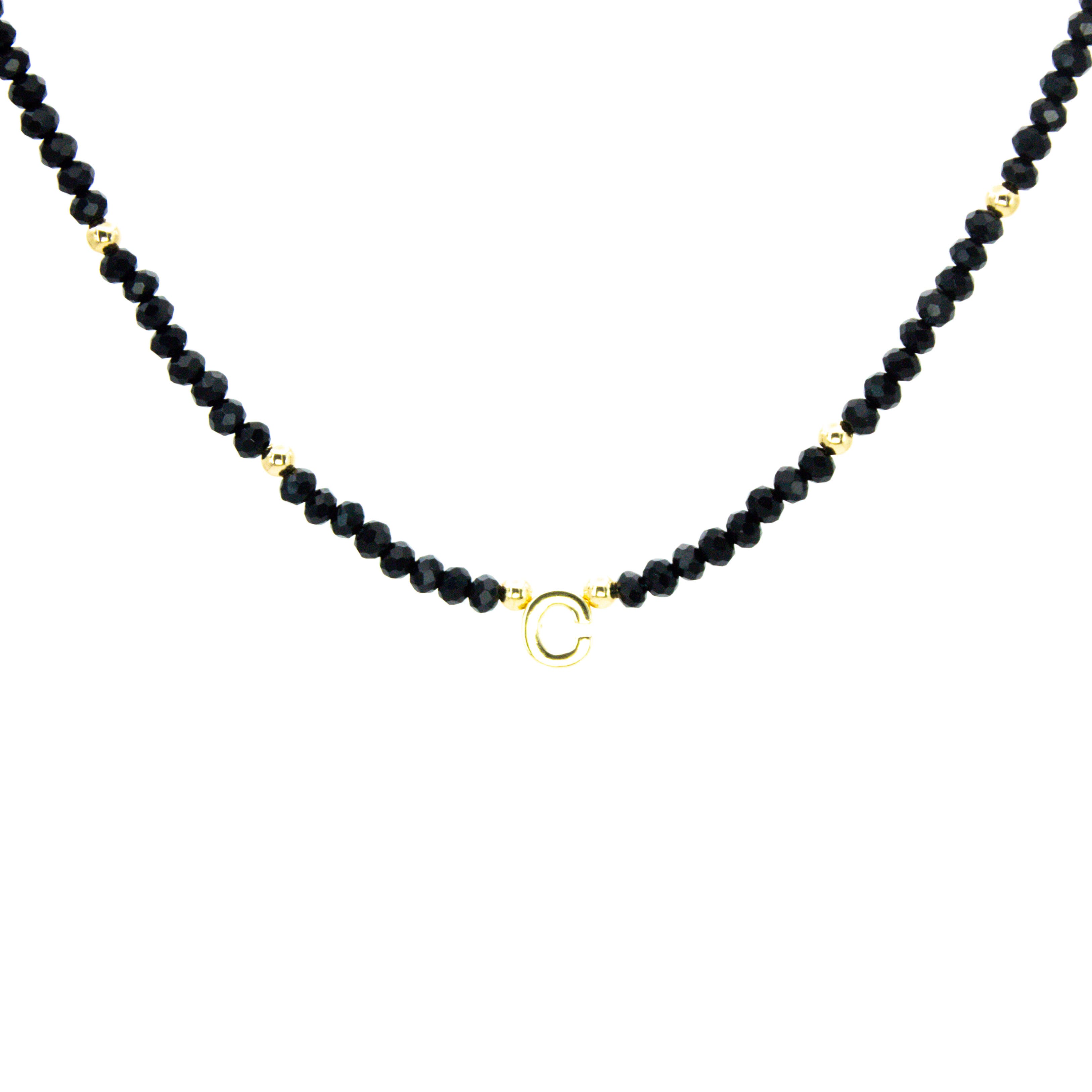 Collar Inicial Cristales Negro